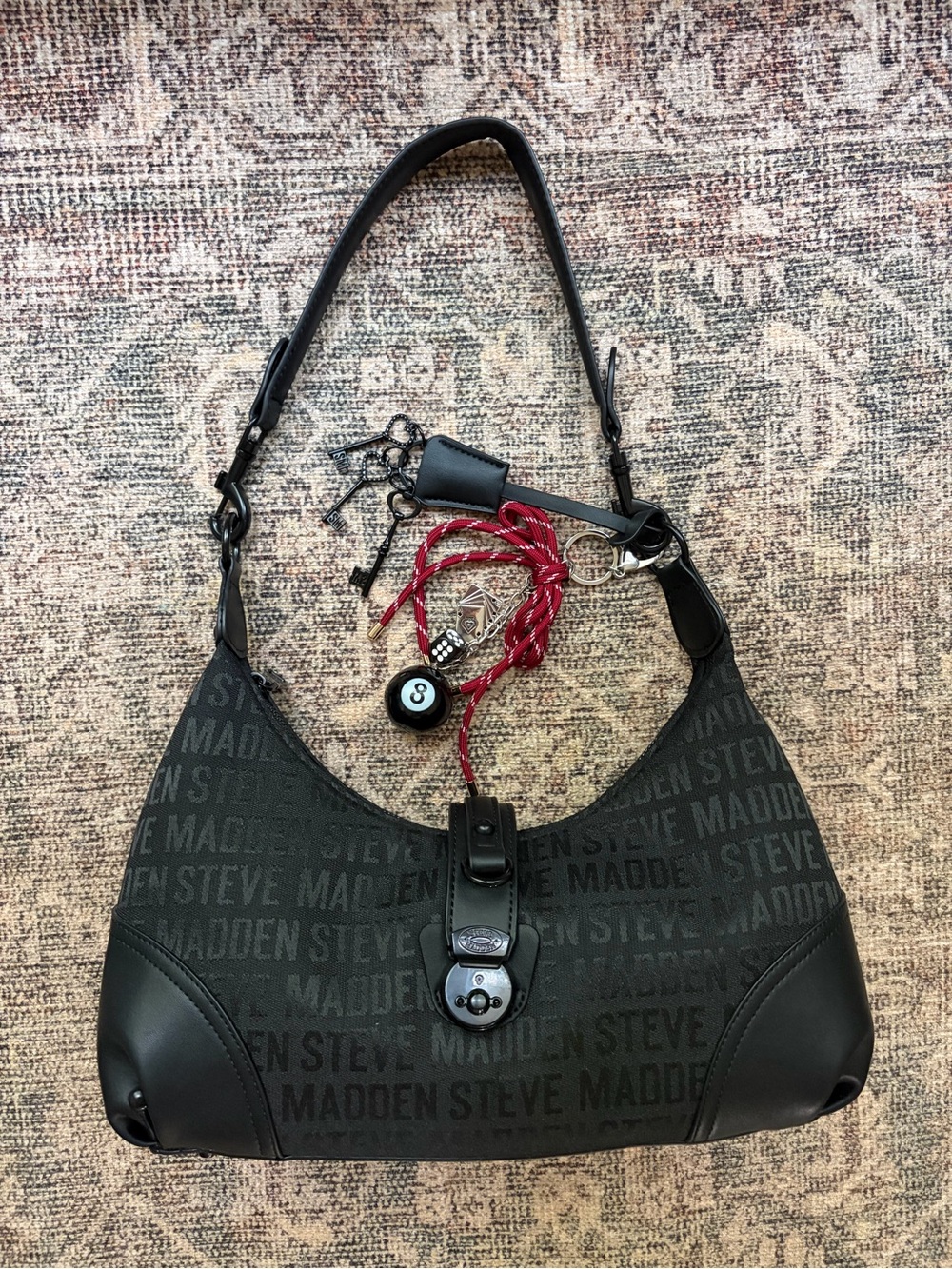 Steve Madden Black Logo Shoulder Bag